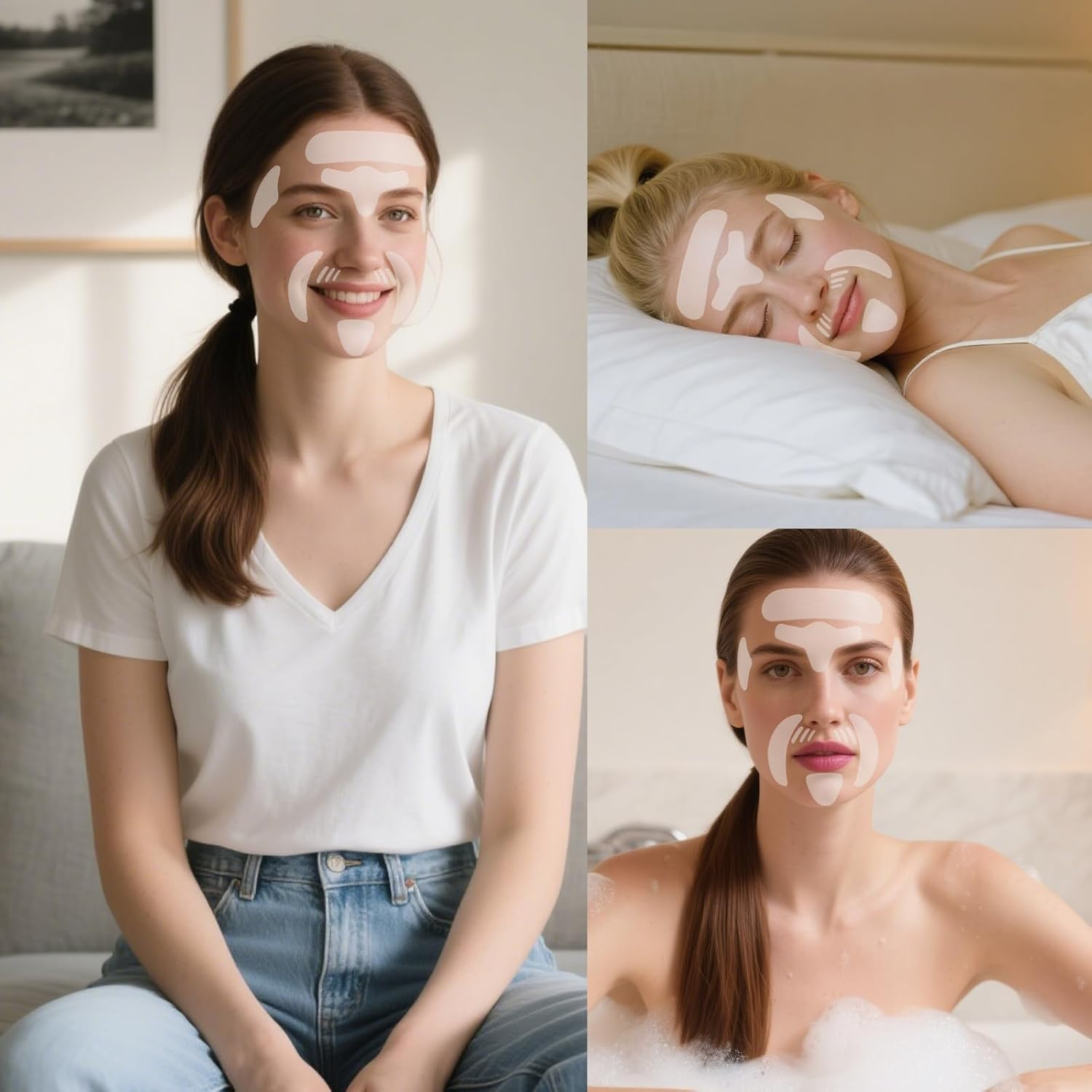 16PCS Face anti Wrinkle Patches Facial Wrinkle Smoothing Patch Forehead and Eye Silicone Anti-Wrinkle Pad Enhance Skin Firmness Used to Reduce Eyes Mouth or Forehead Wrinkles (Not Reusable) image number 1