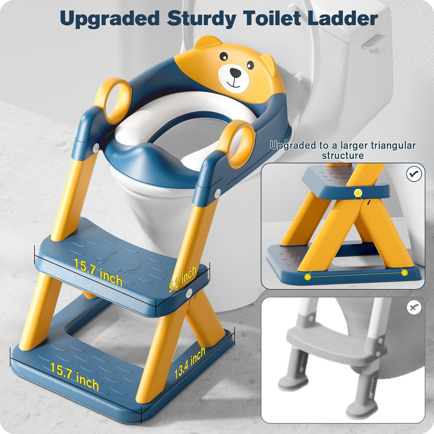 Potty Training Seat, Upgrade Toddler Toilet Seat for Kids Boys Girls, 2 in 1 Potty Training Toilet for Kids, Splash Guard Anti-Slip Pad Step Stool（Blueyellow）, XTL-8868 image number 1