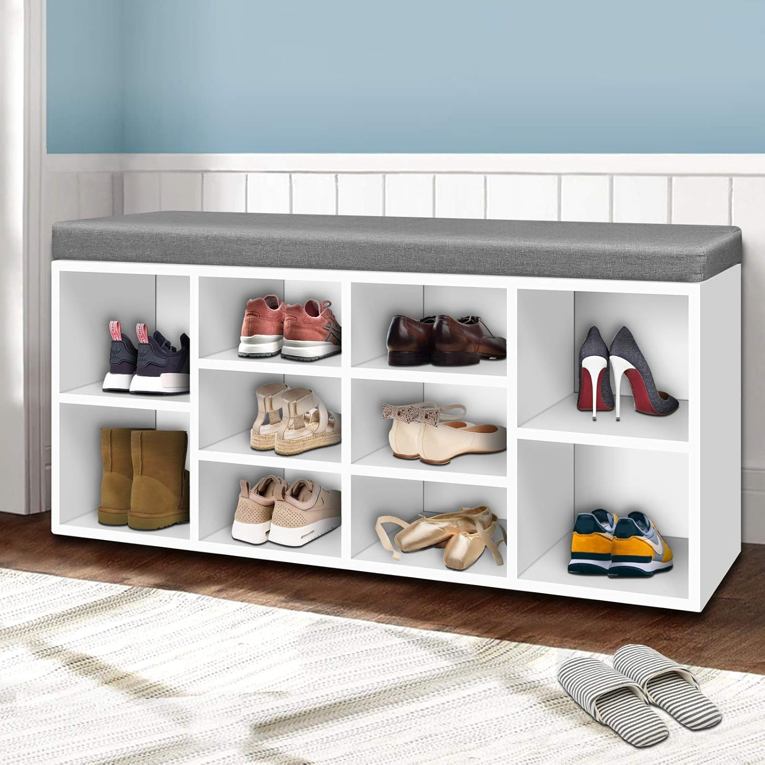 Artiss Shoe Rack Bench, Wood Shoes Storage Cabinet Organiser Benches Seat Drawers Shelf Organizer Home Decor Indoor Outdoor Bedroom Hallway Furniture, Durable and Strong Beige