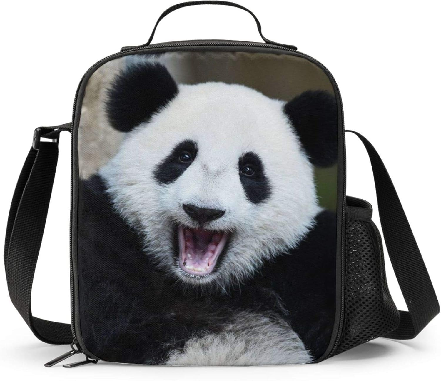 Prelerdiy Panda Lunch Box - Insulated Lunch Box for Kids Funny 3D Design with Side Pocket & Shoulder Strap Lunch Bag Perfect for School/Camping/Hiking/Picnic/Beach/Travel - Giraffe image number 3