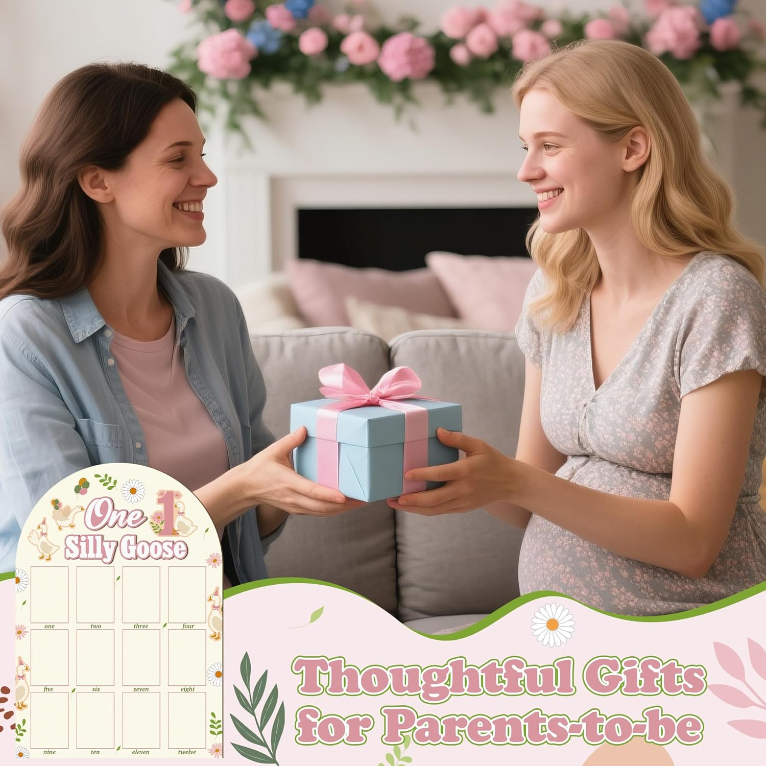 R HORSE My First Year Photo Frame Board, 3D One Silly Goose Birthday Decorations Display Wood Board, Baby First Year Picture Frame 12 Months Milestone 1St Birthday Nursery Decor Gift for Boy Girl