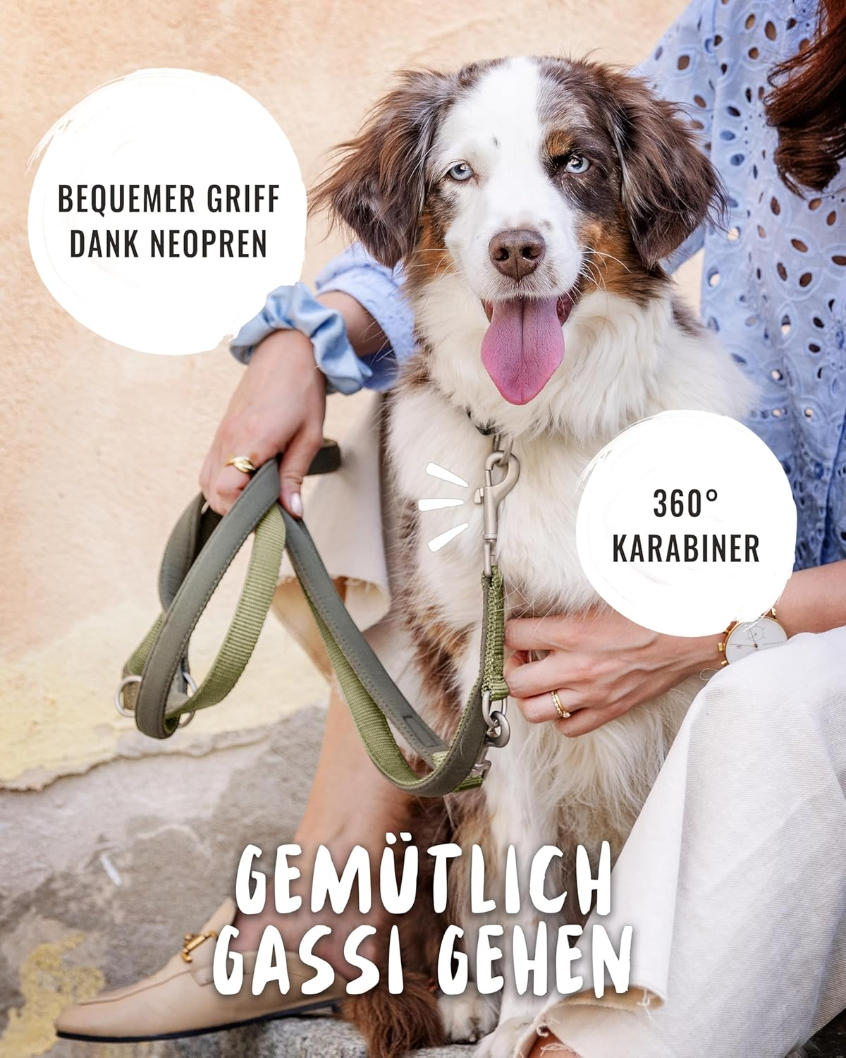 Rudelk&ouml;nig Bella Dog Lead - 2.30 M Length - Adjustable Dog Lead for Medium and Large Dogs - Dog Lead in Khaki image number 3