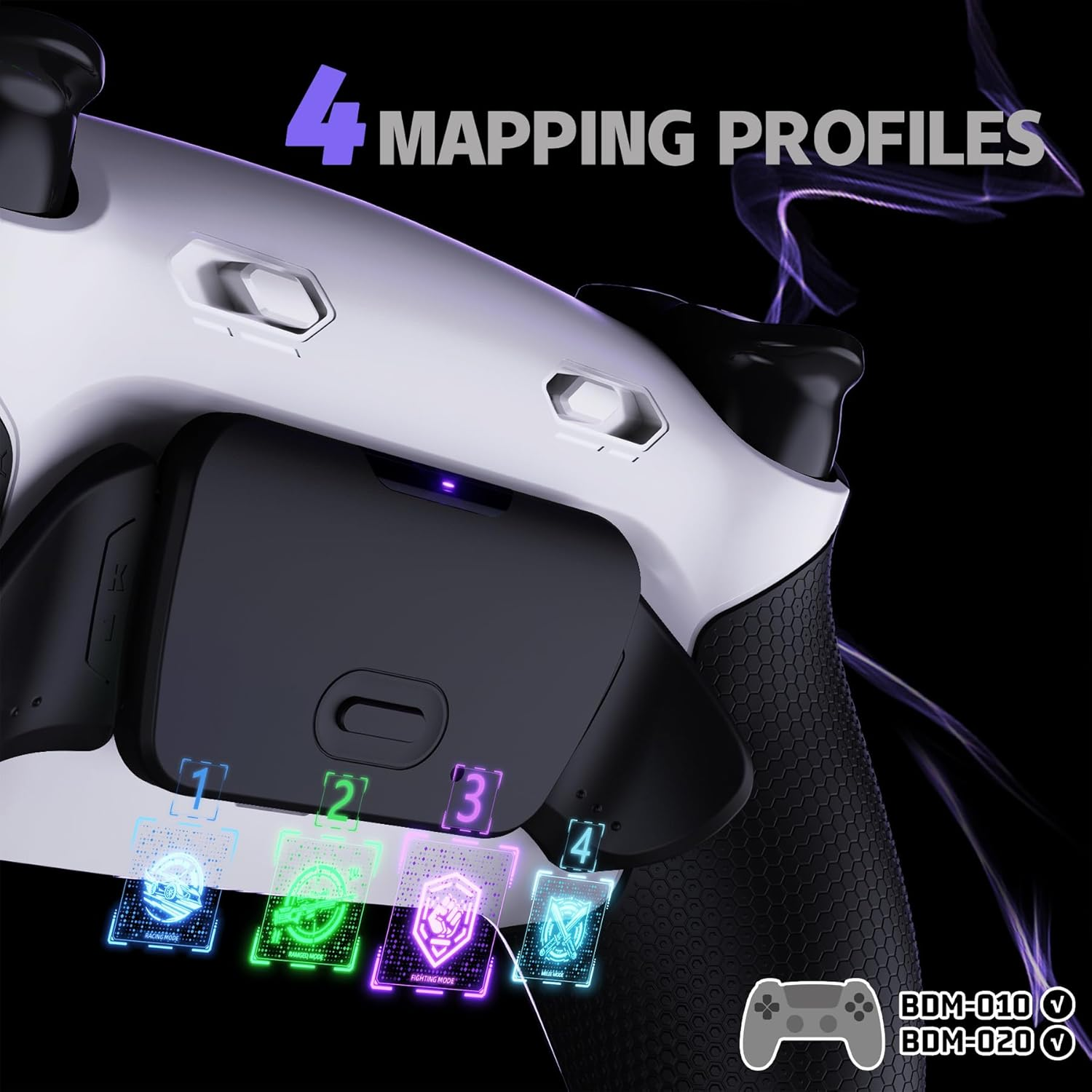 Extremerate RISE plus MAX Back Paddles Kit with Clicky Trigger Stops & Rubberized Grip for PS5 Controller BDM-010 020, Black Remappable Back Buttons Kit for PS5 Controller - White Black -NO Controller image number 1