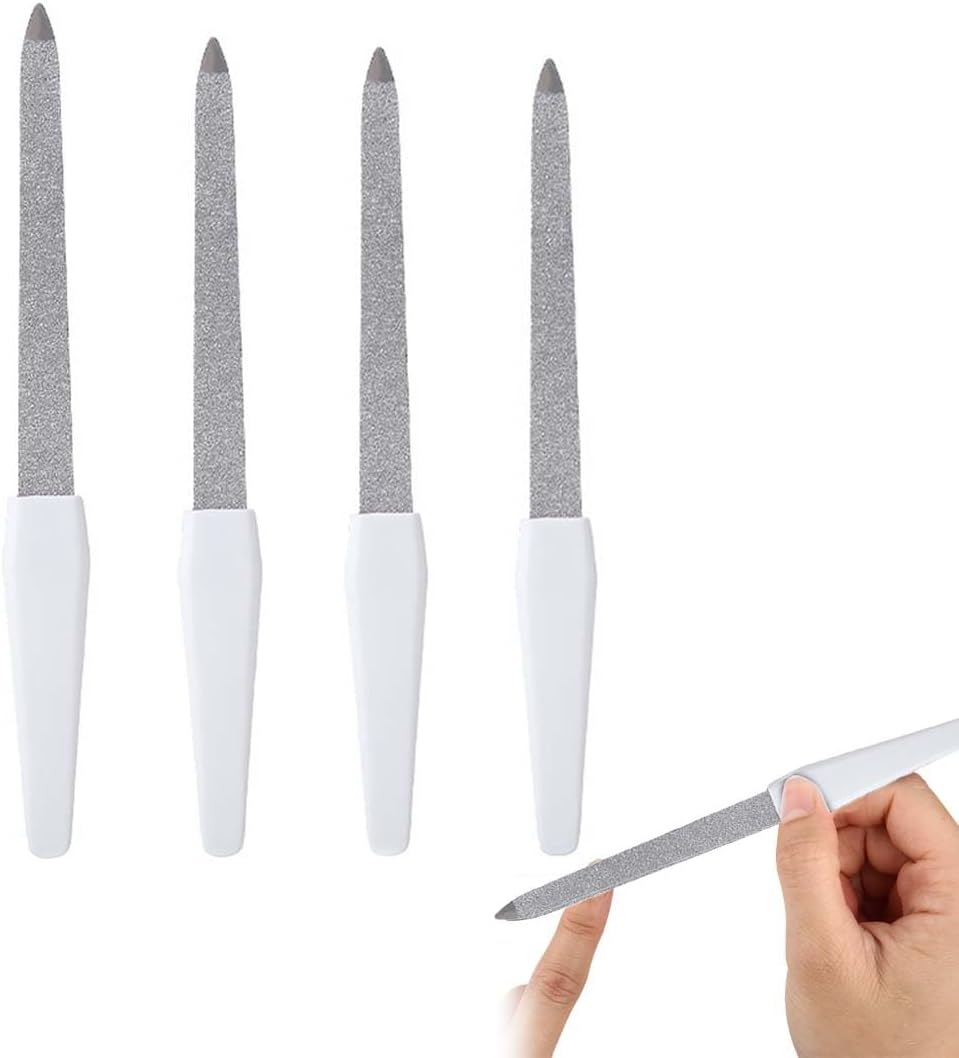 Nail File Set - 4 Professional Nail Files (14.1/14.9/15.4/17.2 Cm) with White Handle - File for Nails & Natural Nails - High Quality Files for Manicure & Pedicure image number 2