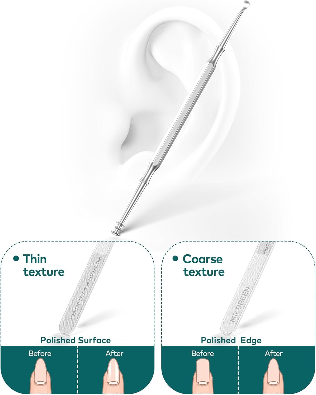 MR.GREEN Upgraded Manicure Set, German Stainless Nail Clippers Set W/Anti Splash Cather, Seiko Quality Fingernail& Toenail Clipper, Professional Nail Care Kit with Exquisite Leather Case for Men&Women image number 6