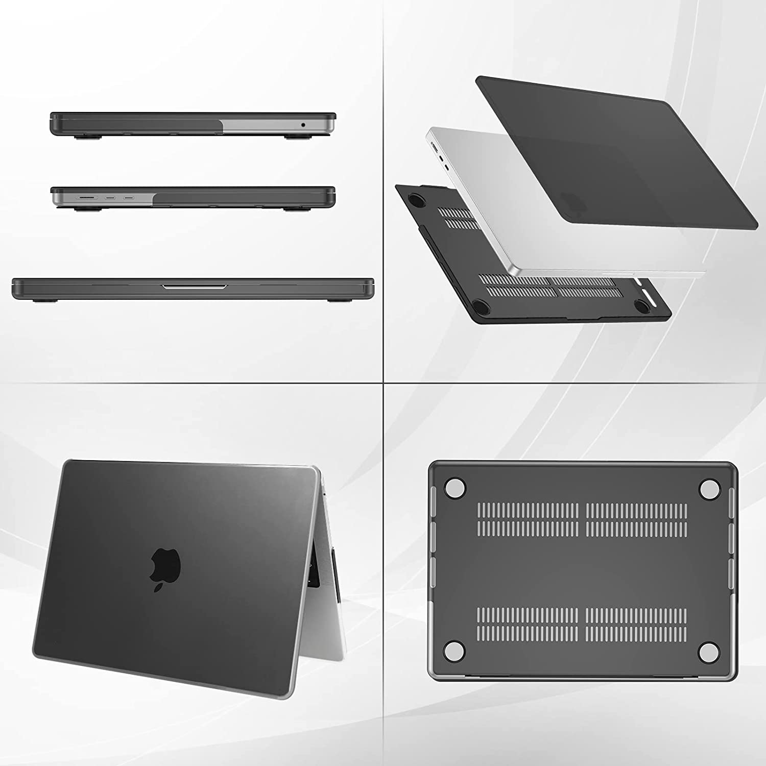 Procase Hard Shell Case for Macbook Air 13 M3 2024 A3113 and Air 13.6 2022 M2 A2681, Keyboard Skin Cover and Storage Bag for Accessories -Black image number 3