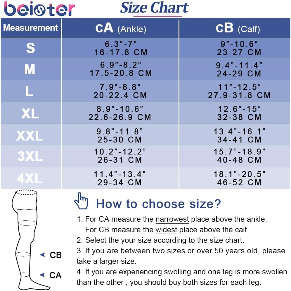 Beister Closed Toe Knee High Calf Compression Socks for Women & Men, Firm 20-30 Mmhg Graduated Support for Varicose Veins, Edema, Flight, Pregnancy image number 1