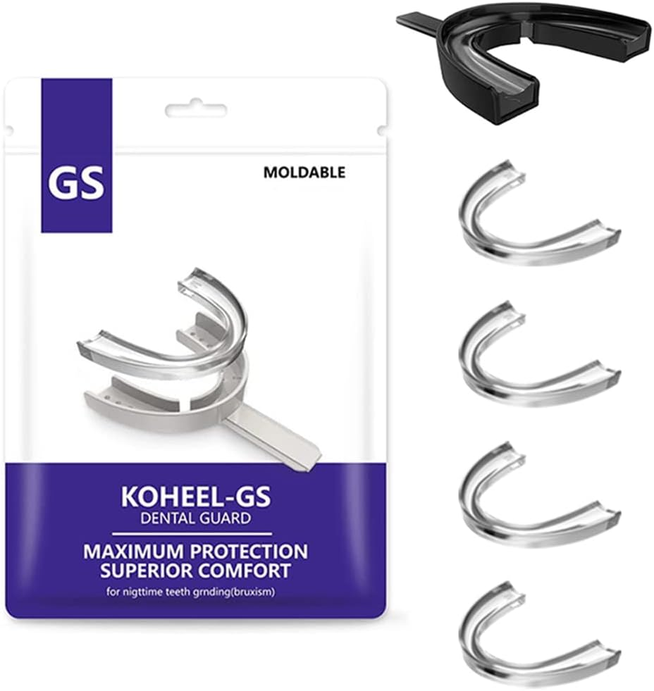 KOHEEL Mouth Guard for Teeth Grinding with Forming Tray, Moldable and Easy to Use Dental Guard, Stops Bruxism Night Guard, 5 Count (Large Black) image number 1