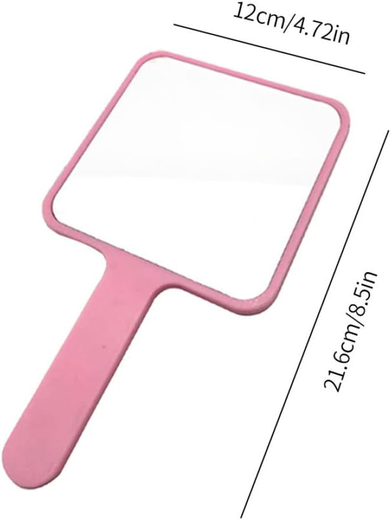 Hand Held Mirror Square Large Makeup Mirror Salon Barbers Hairdressers Tool Rose Home Office Supply image number 2