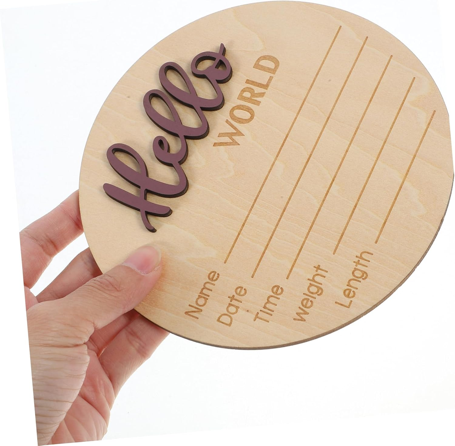 Wooden Birth Announcement Sign for Newborn round Baby Name Sign for Photography Prop Made of Natural Wood for Baby Shower and Keepsake image number 5