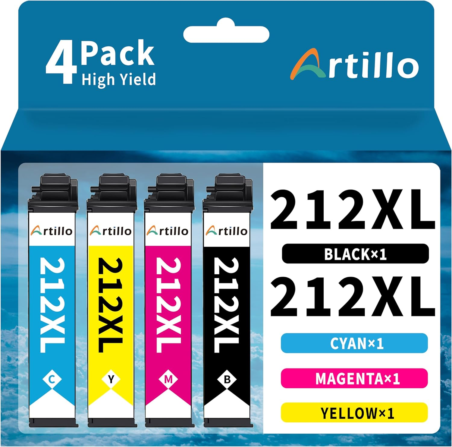 Artillo 39XL Ink Cartridges Compatible for Epson 39XL Ink Cartridges to Use with Epson Expression Home XP-2105 XP 2105 XP-4105 XP 4105 Printer (1 Black, 1 Cyan, 1 Magenta, 1 Yellow)