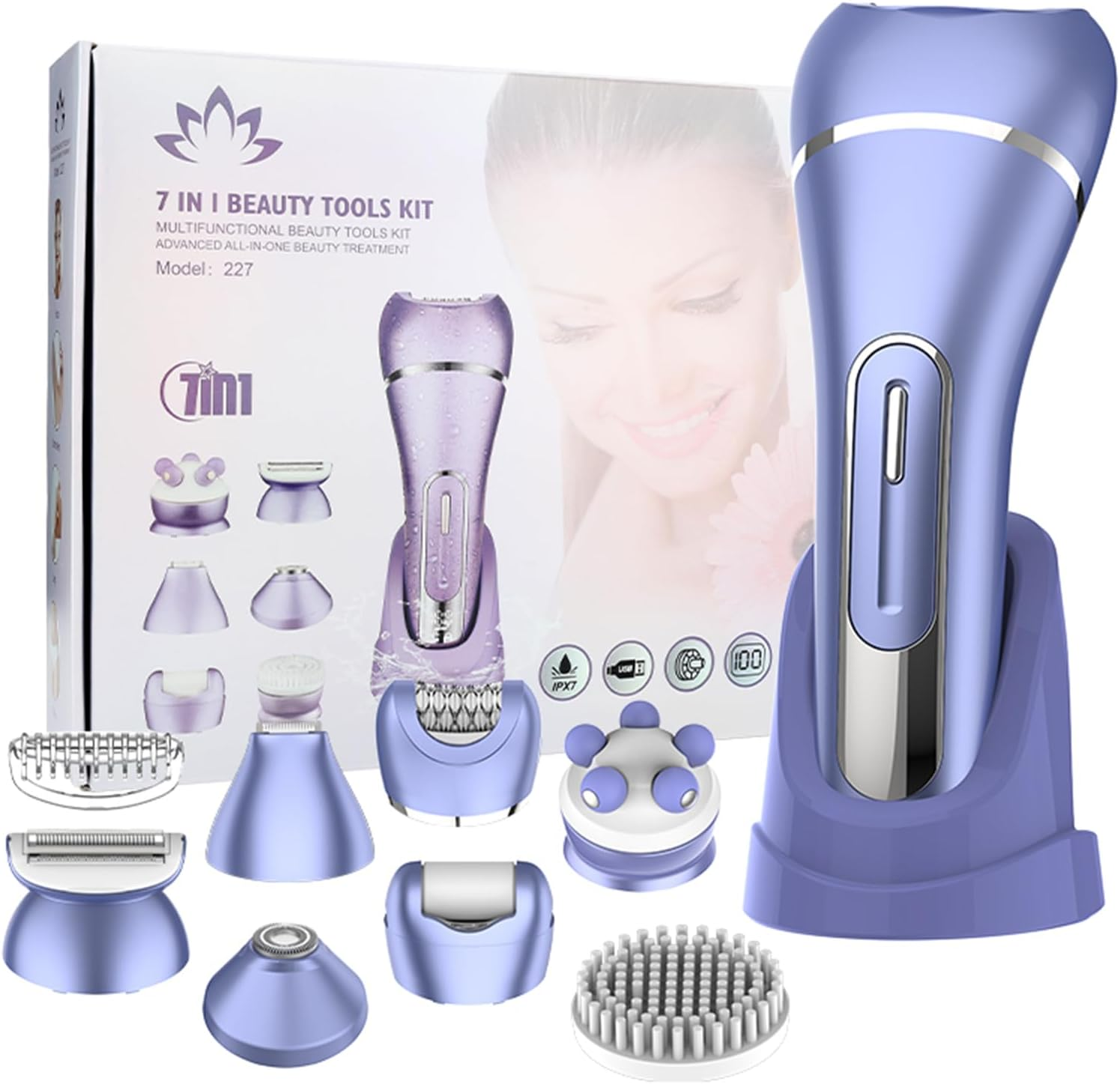 Electric Razor for Women Removal for Body Nose Hair Trimmer Face Shavers Eyebrow Legs Armpit Bikini Area Pubic Underarms Painless Rechargeable Portable 5 in 1 Womens Razors Set (Pink, 5 in 1)