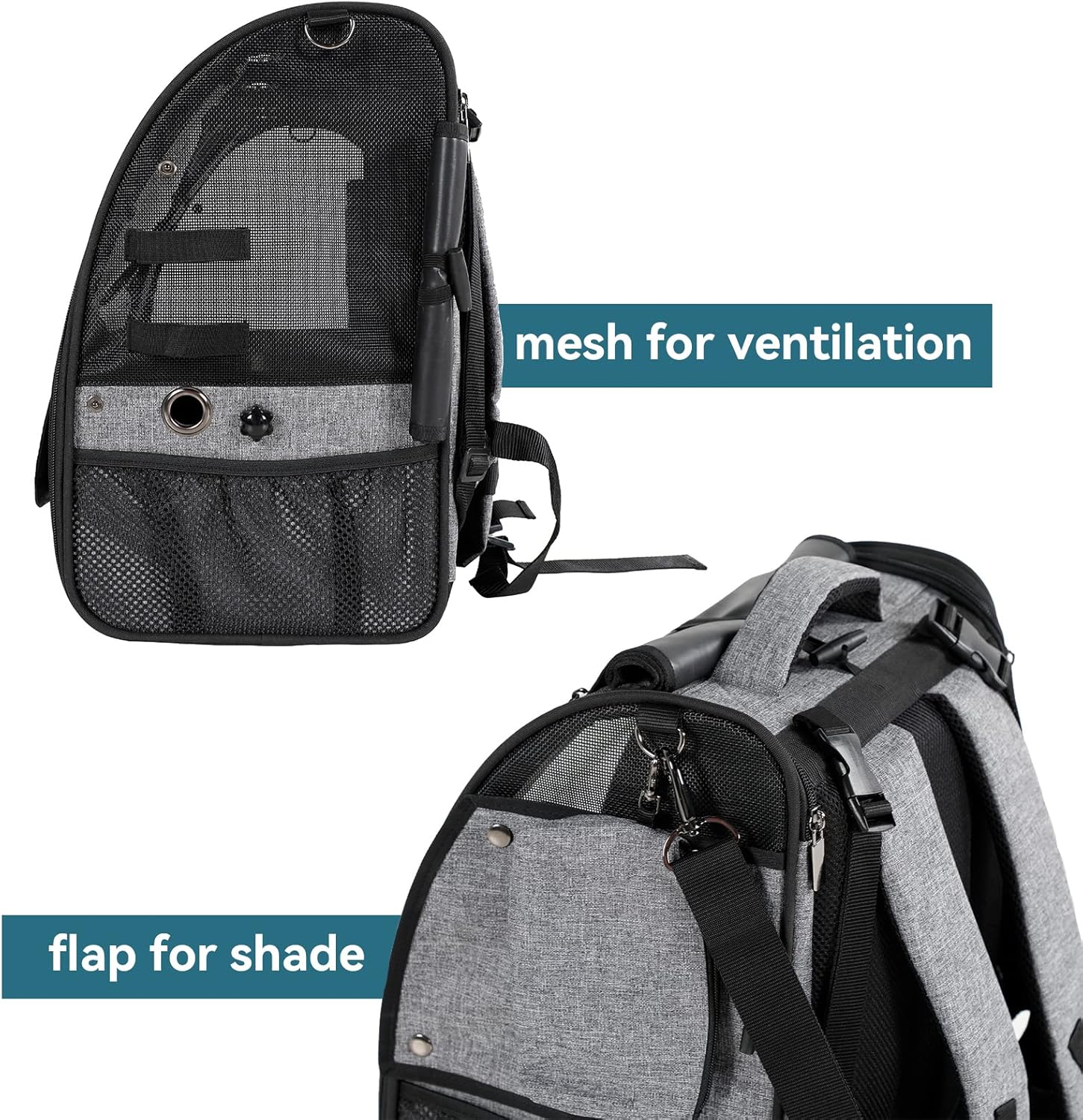 Petsfit Bird Carrier Medium Size with Stainless Steel Bowl, Parrot Backpack Includes Slide Tray for Easy Cleaning, 13" X 10" X 16" - Grey A image number 3