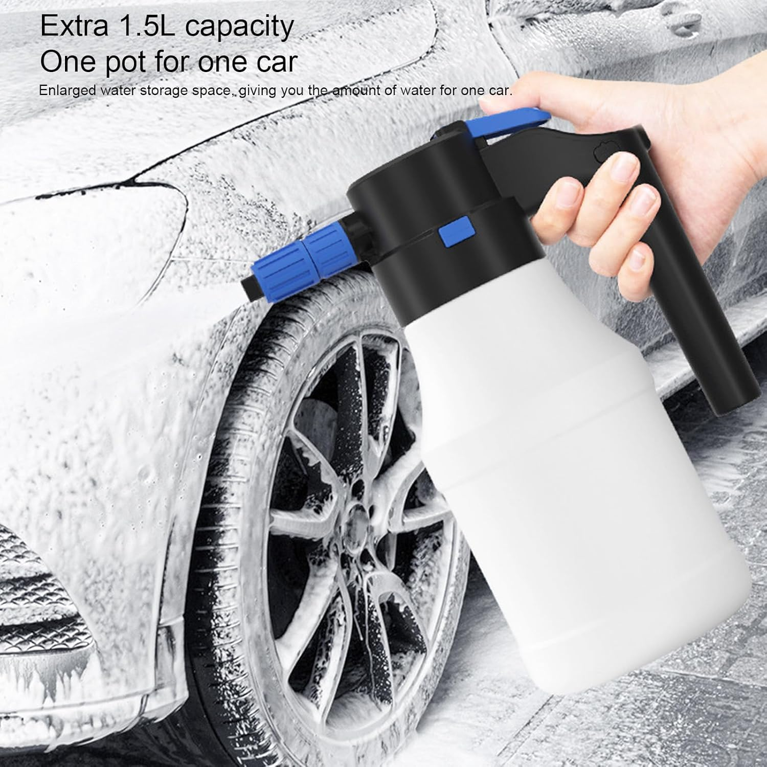 1.5L Electric Foam Sprayer, Rechargeable Car Wash Sprayer, Foam Spraying Kettle for Indoor Outdoor Garden Home Cleaning image number 4