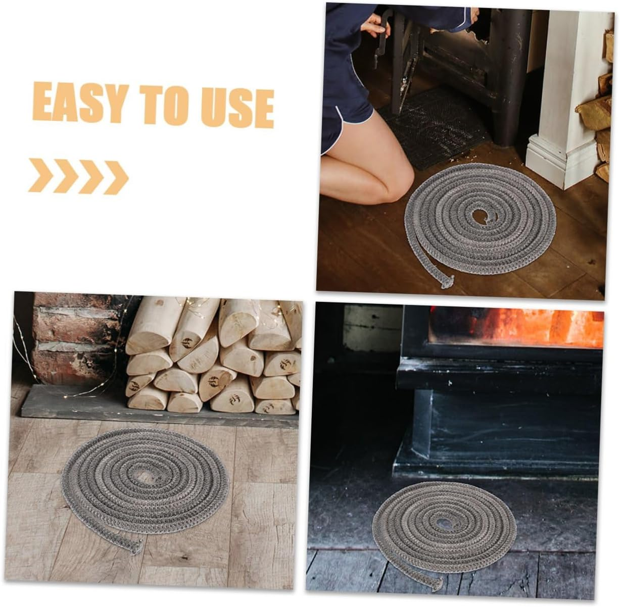 PLAFOPE 5M Wood Stove Gasket Rope 14Mm Fiberglass Fire Resistant Seal for Wood Burning Stove Door Insert and Fireplace Flue Sealant image number 2