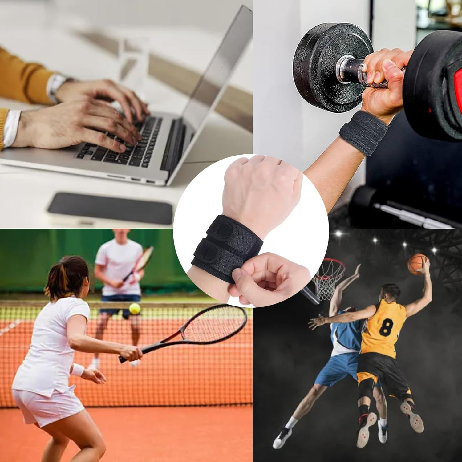 Wrist Brace for TFCC Tears, Adjustable Wristband Wrist Wraps Support for Fitness Tennis Weightlifting Tendonitis Carpal Tunnel Arthritis Pain Relief, One Size Adjustable image number 4