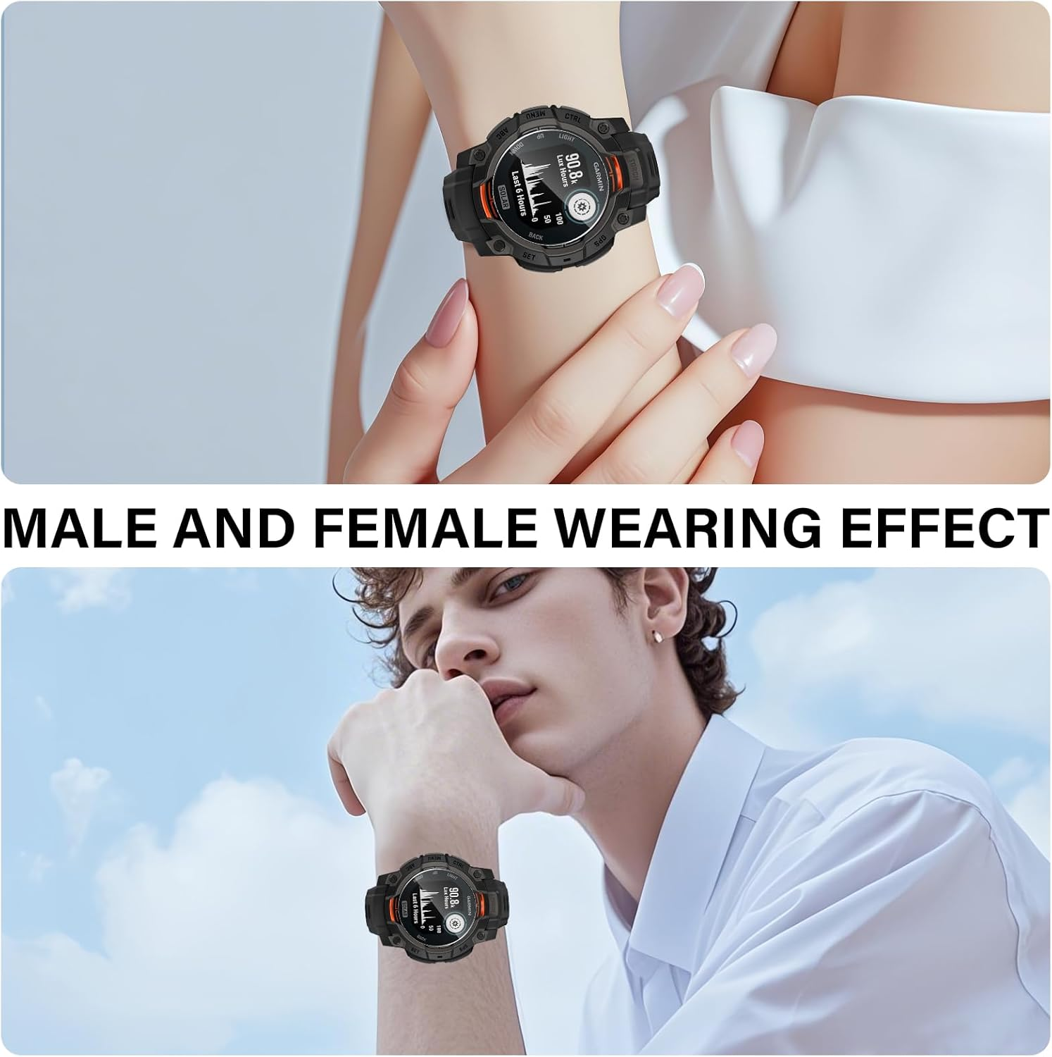 Funrae Silicone Case with Screen Protector Compatible with Instinct 3 45 Mm Amoled/Solar, 9H Hardness Screen Protector for Tempered Glass X 3 + Full Protection PC Scratch-Resistant Protective Case X 1 image number 7