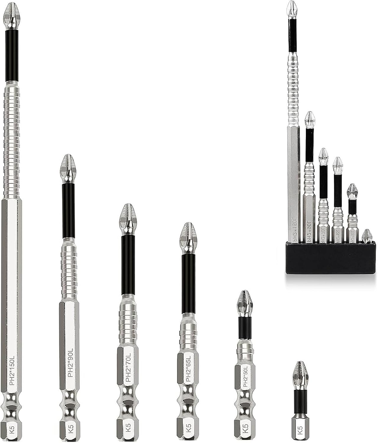 Vervesourced High Magnetic Screwdriver Drill Bits Set, Hexagonal Shank anti Slip, Electric Screwdriver Set, Suitable for Power and Hand Tools,6-Piece Alloy Steel Anti-Slip Drill Bits image number 5