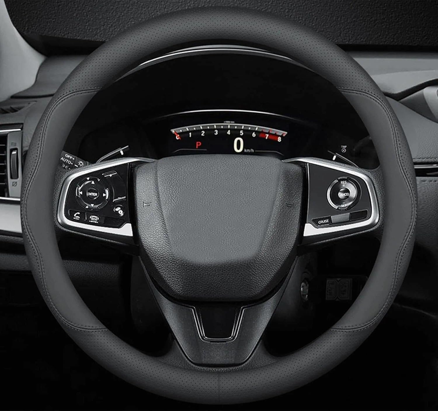 Leather Steering Wheel Cover for Cars, Anti-Slip Grip, Ultra-Thin Design, Universal Fit 14.5 to 15 Inches with Easy Installation - Unron