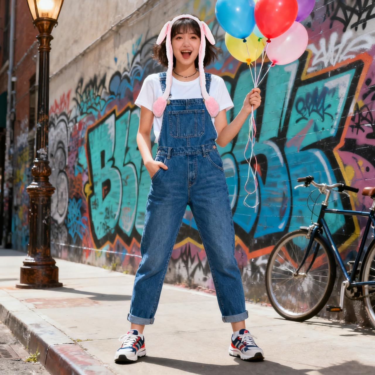 Beavorty Movable Rabbit Ears Headband for Women Plush Headband with Moving Ears Funny Headpiece for Halloween Cosplay and Parties Pink White