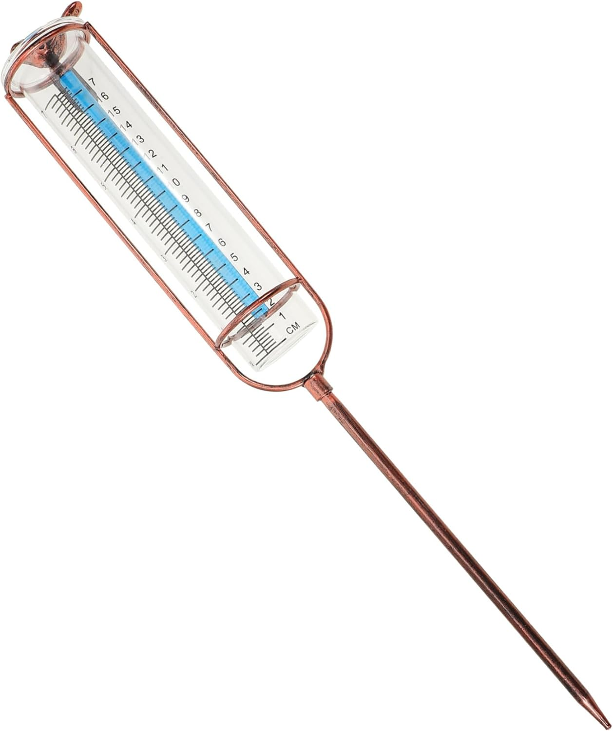 Ibasenice Elegant Brass Replacement Rain Gauge Tube Glass with Red Gasket for Accurate Garden Lawn Rainfall Measurement Graduated Outdoor Tool