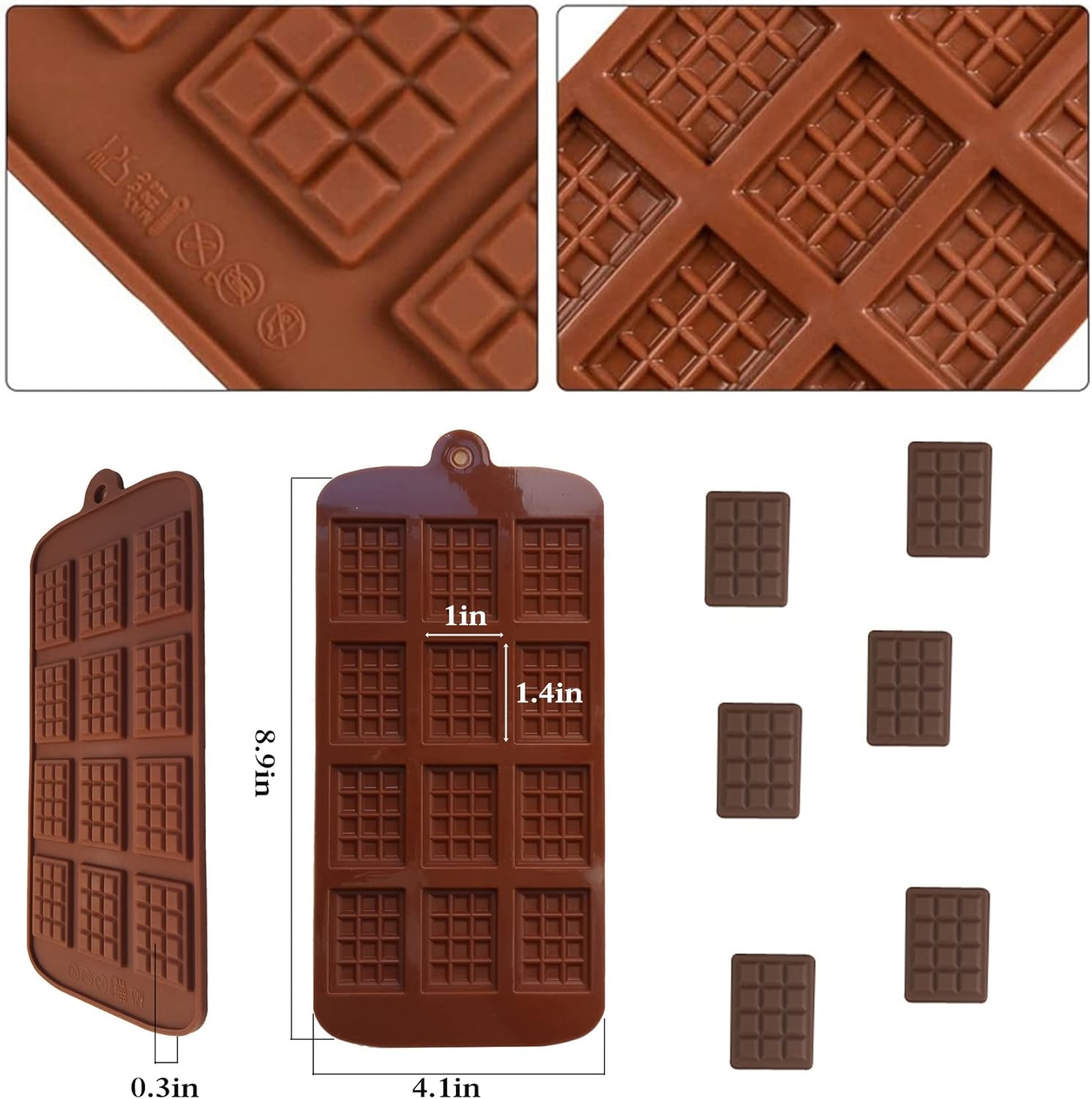 2 Pieces Silicone Square Chocolate Moulds, Non-Stick, Reusable, Multi-Purpose, Great Value Set - 2P Pink image number 5