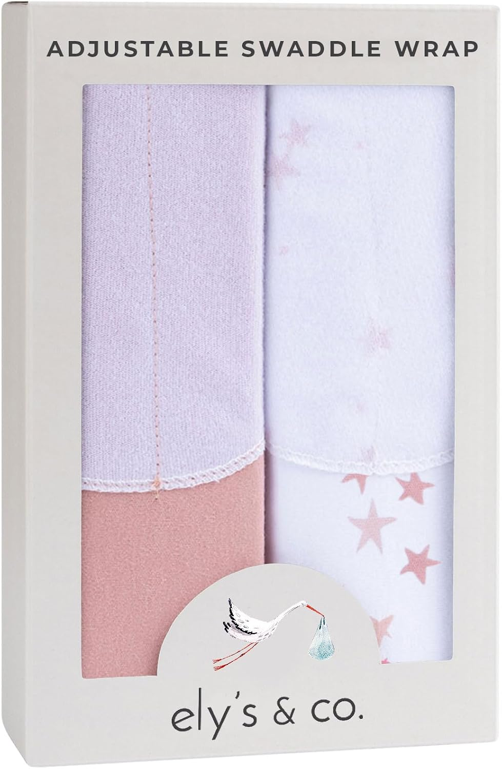 Ely'S & Co. 2 Pack Cotton Swaddle Blanket - Newborn Swaddle 0-3 Months, Newborn Essentials (Mauve Pink Stars & Solid Dusty Rose) - Grey image number 6