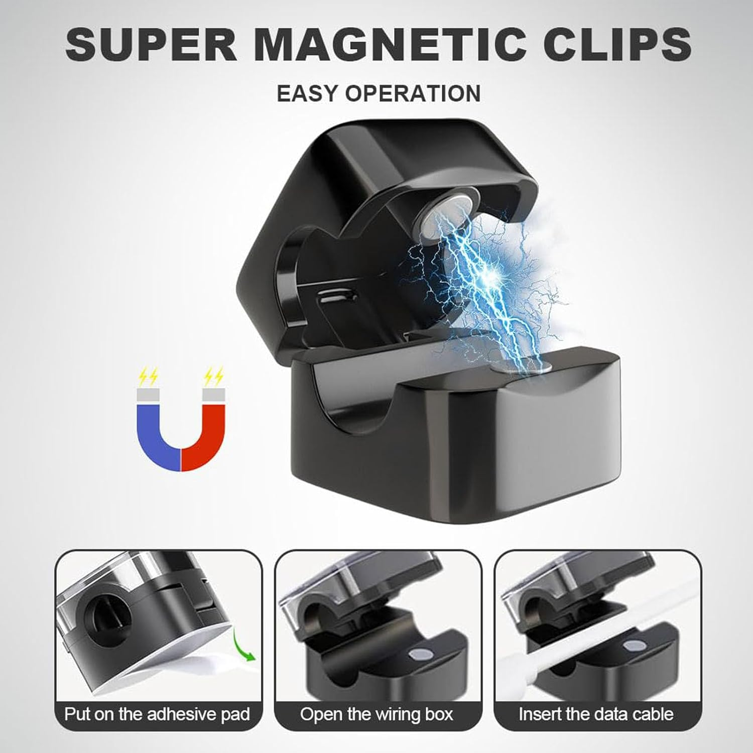 Magnetic Cable Clips, 6 Pack Magnetic Cable Clips Cord Organizer, Cable Holder Suitable for Office Desk, Wall, Nightstand, Home Kitchen, Car image number 5