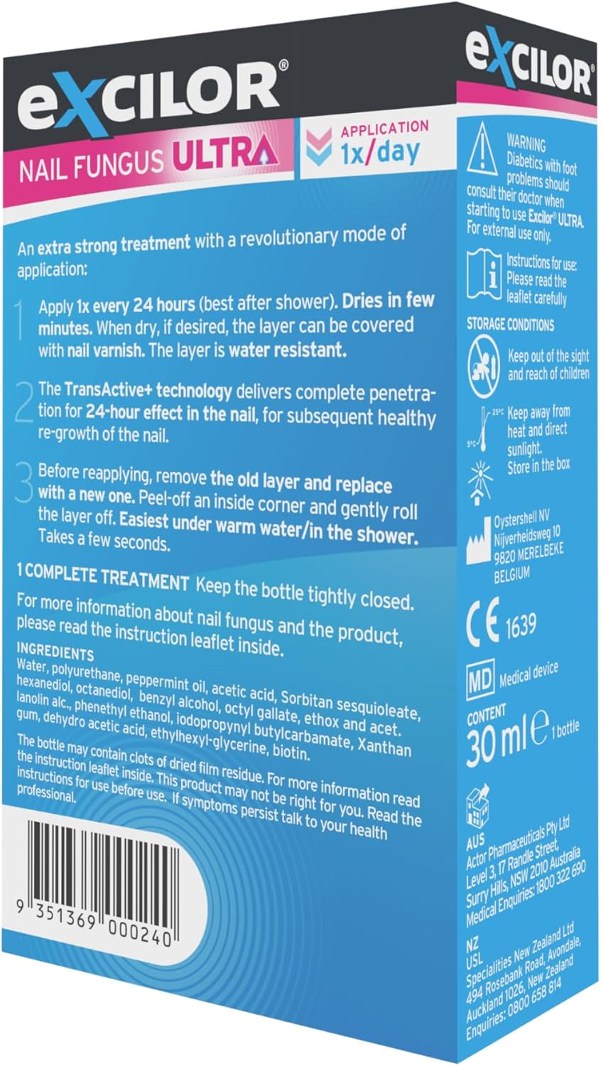 EXCILOR - Nail Fungus Treatment ULTRA - Forte - Extra Strong Formula against Persistent Nail Fungus - Clinically Proven - 1 Application per Day - 30Ml image number 1