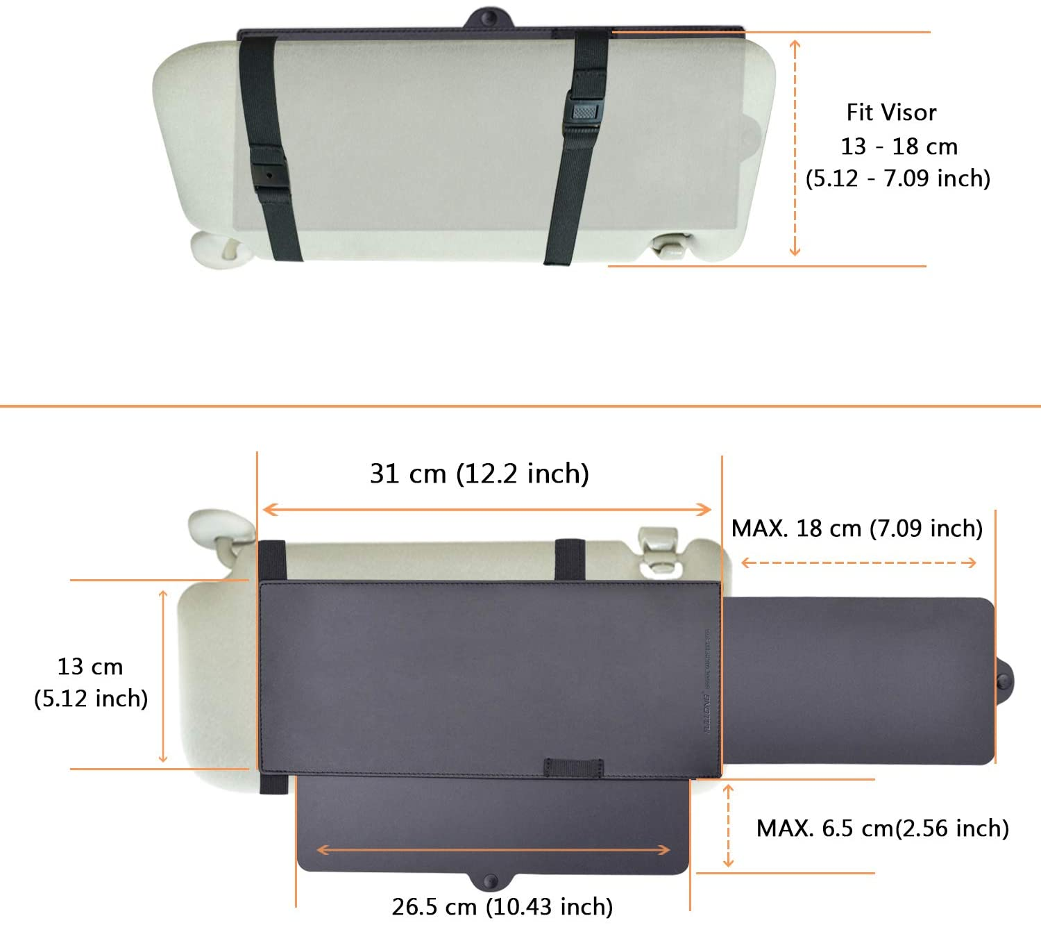 FULLONG Car Visor Extender, Car Visor Sun Shade Extender, Windshield Shade and Side Window Shade (Black) - Clear image number 5
