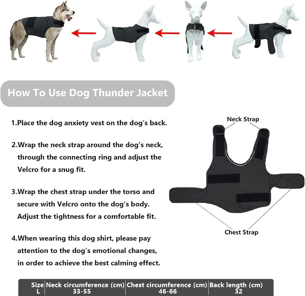 HYAVIA Dog Anxiety Jacket &ndash; Skin-Friendly Calming Shirt for Thunder, Fireworks & Separation, Adjustable Anti-Anxiety Vest for Dogs (Dark Gray), No Medicine Needed image number 5