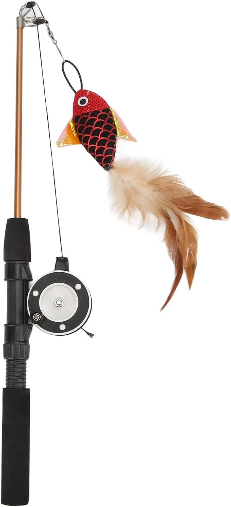 Cat Fishing Pole Toy, Retractable Cat Toy Fishing Pole, Interactive Cat Toy, Cat Toys for Indoor Outdoor, for Bored Cats Chase and Exercise, Bite Resistant, Safe and Non Toxic