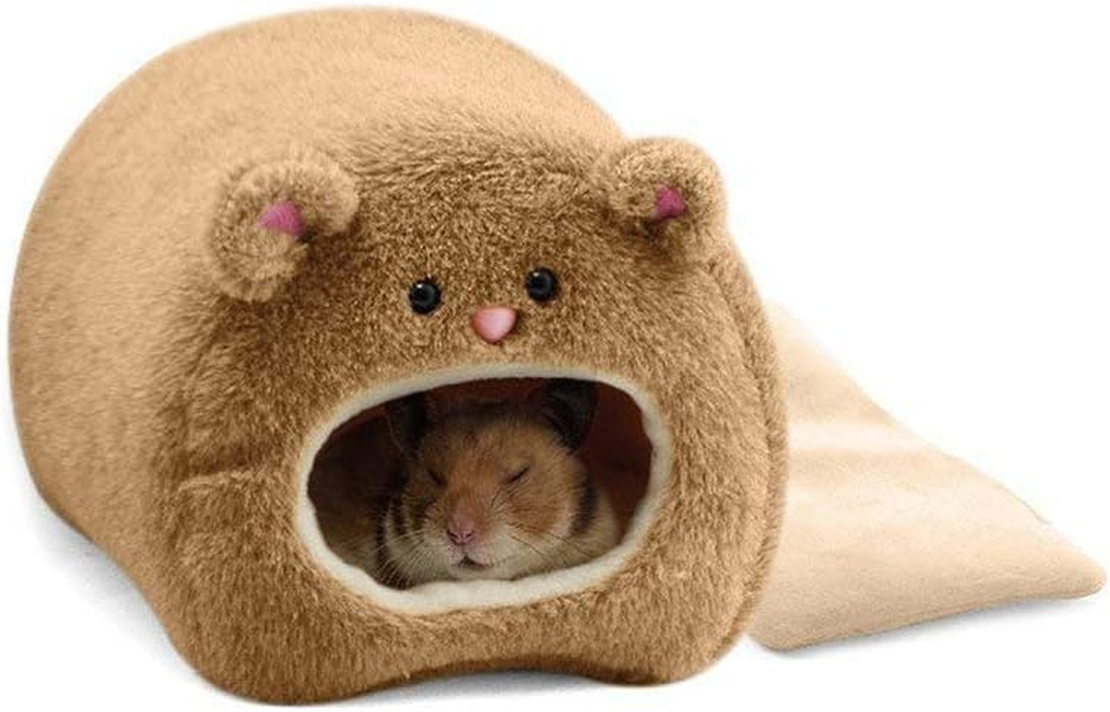 Hamster Warm Bed House Hut Hanging Hammock Cute Toy Nest for Mini Small Animal Mice,Sugar Glider,Chinchilla,Hamster Insulated Winter Cabin (Brown, 11 * 11 * 10CM)