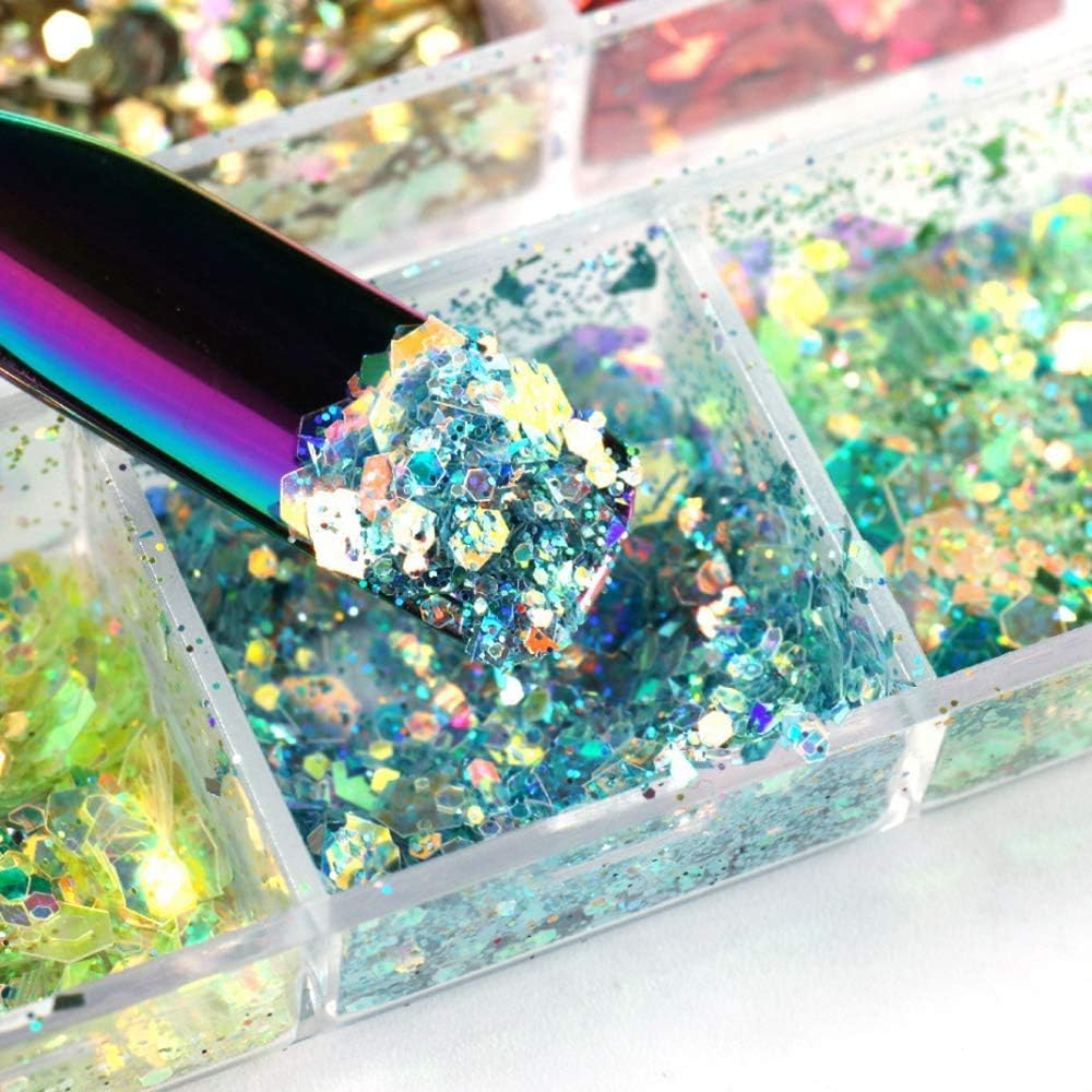 3 Boxes 36 Colors Nail Sequins Shiny 3D Nail Glitter Flakes Manicure Make up DIY Nail Art image number 3