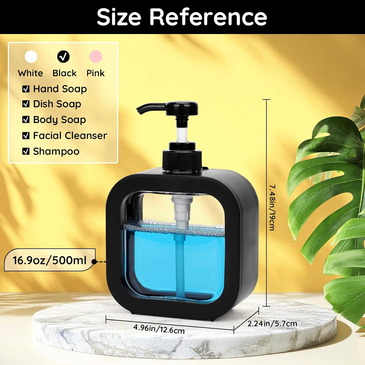 Segbeauty 16.9Oz Refillable Hand Soap Dispenser,Pack of 4 Leak-Proof Bathroom Hand Soap Dispensers,500Ml Dish Soap Dispenser for Kitchen Sink,Black Plastic Soap Dispenser with Pump and Labels image number 6