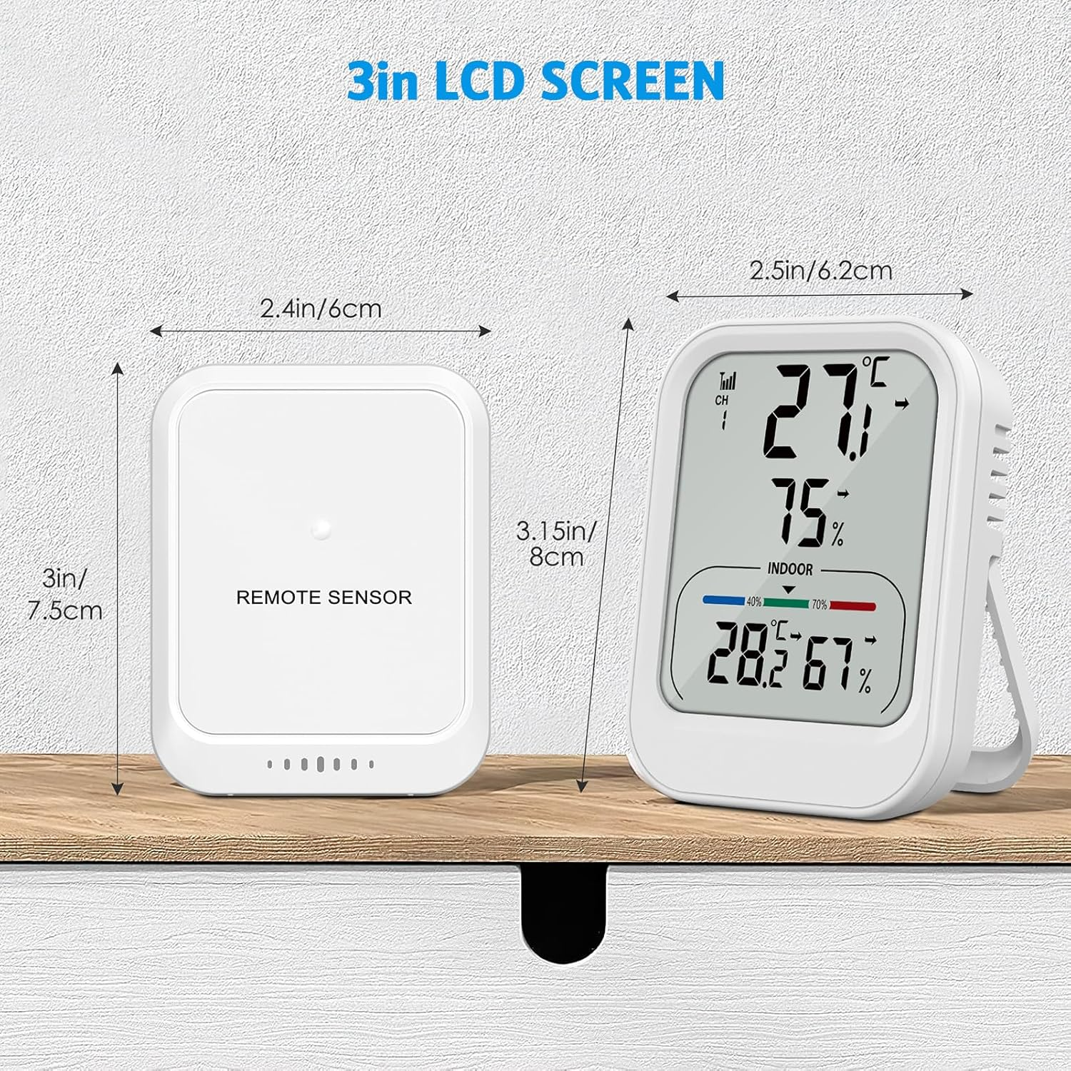 Brifit Digital Room Thermometer Hygrometer, Wireless Indoor Outdoor Thermometer with Sensor, Temperature Humidity Monitor Gauge with LCD Display, &deg;C/&deg;F Switch, MAX/MIN Record, for Home, Greenhouse image number 5