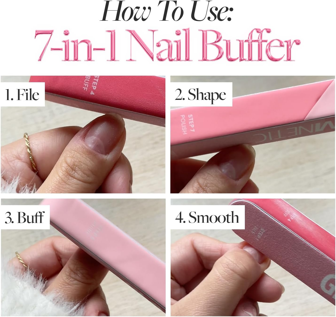 7-In-1 Nail Buffer | 7 Steps Nail Polishing Block for Filing, Styling, Smoothing and Polishing, Lightweight and Easy to Use | EVA and Sanding Nail image number 2