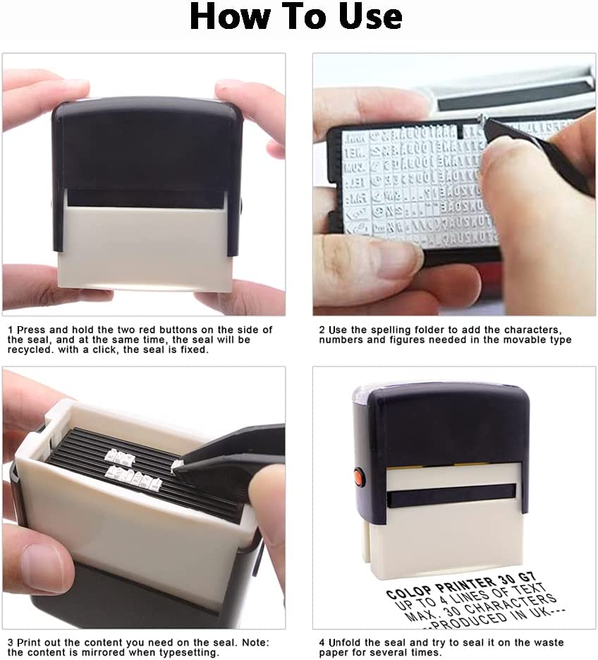 Tophomer Personalised Name Stamp, 5 Line Self-Inking Label Stamp, 59 X 23Mm Custom Phrase Dater Message Address Text Stamp, Business Office Teacher Stamp image number 2