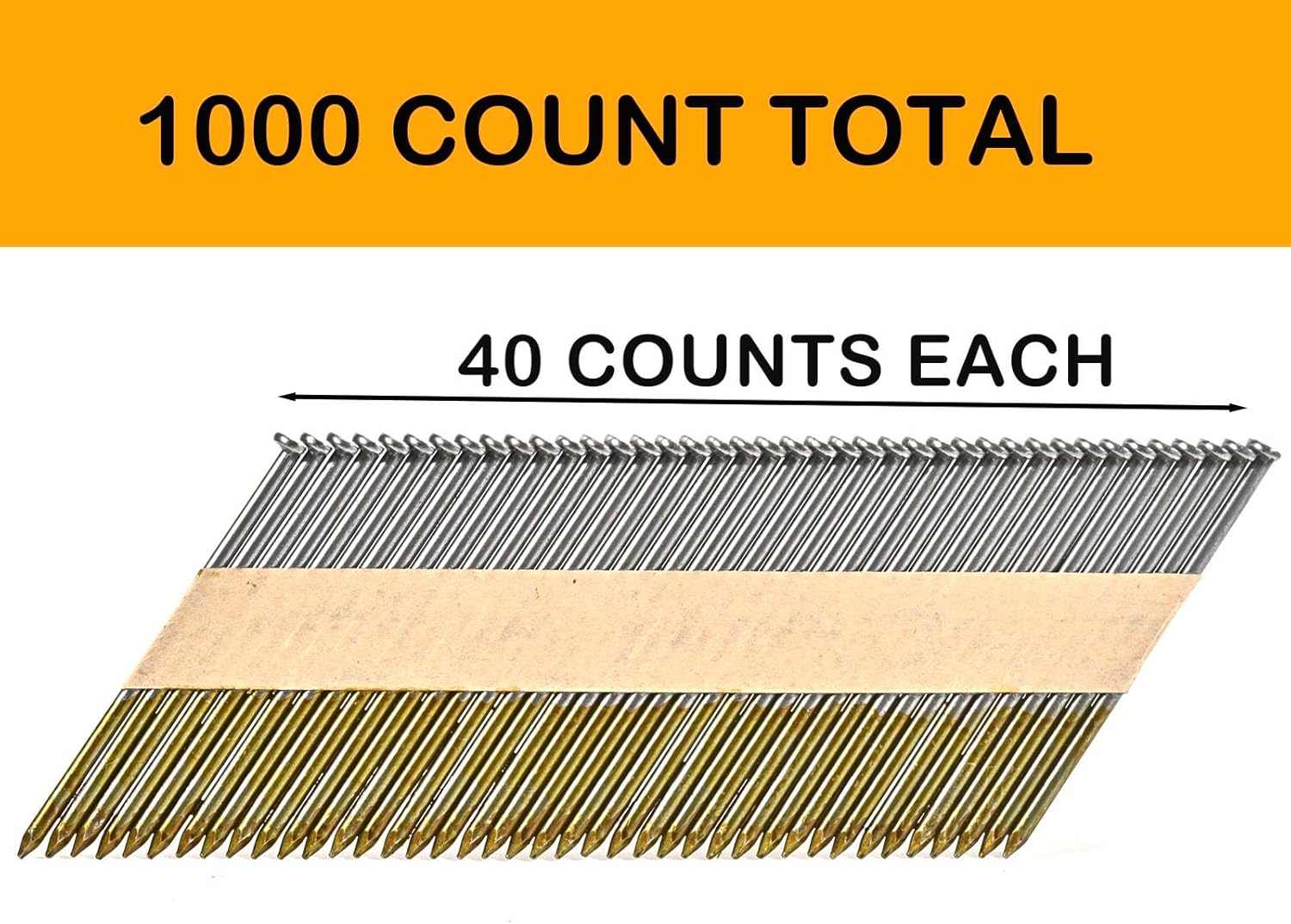 BHTOP 3 Inch X .120 Framing Nails, Smooth Shank Paper Tape Nails for Framing Nailer，34 Degree Bright Finis Collated Nails 1000 Pack image number 5