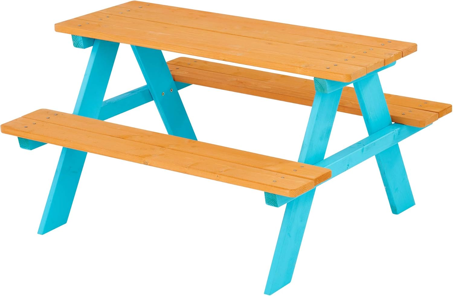 Teamson Kids Outdoor Picnic Table & Bench Set, Aqua/Natural image number 4