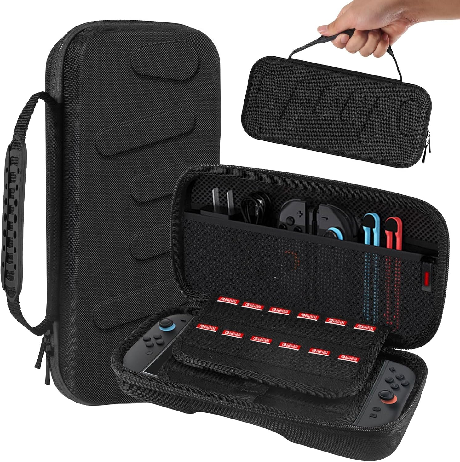 LUPAPA Carrying Case Compatible with Switch 2(2025) -Multifunctional Storage Box with 20 Game Card Slots Portable Storage Bag for Accessories, Protective Travel Handbag EVA Hard Bag (Black) image number 2