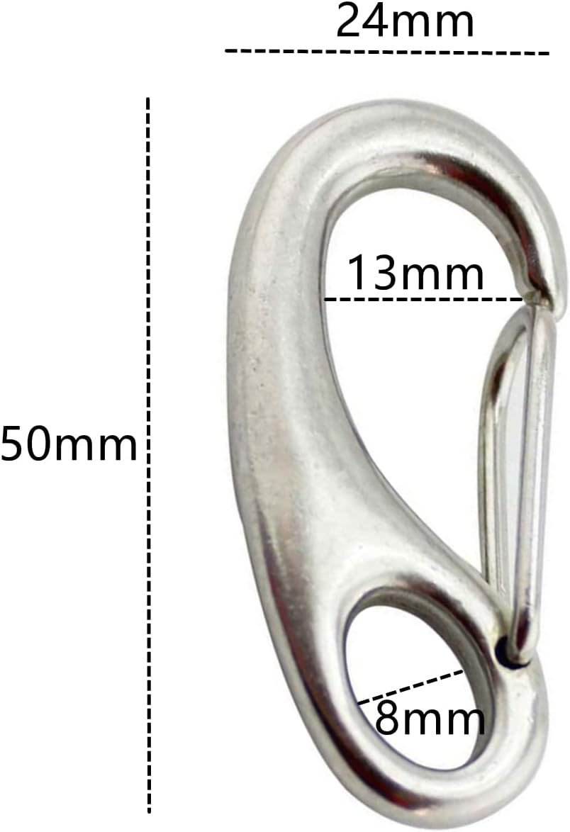 6Pcs Snap Rope Hook Clip Stainless Steel Spring Carabiner Egg Shape Snap Hook Marine Anchor Clips for Outdoor Tactical Survival Gear Pet Accessory Keychains image number 1