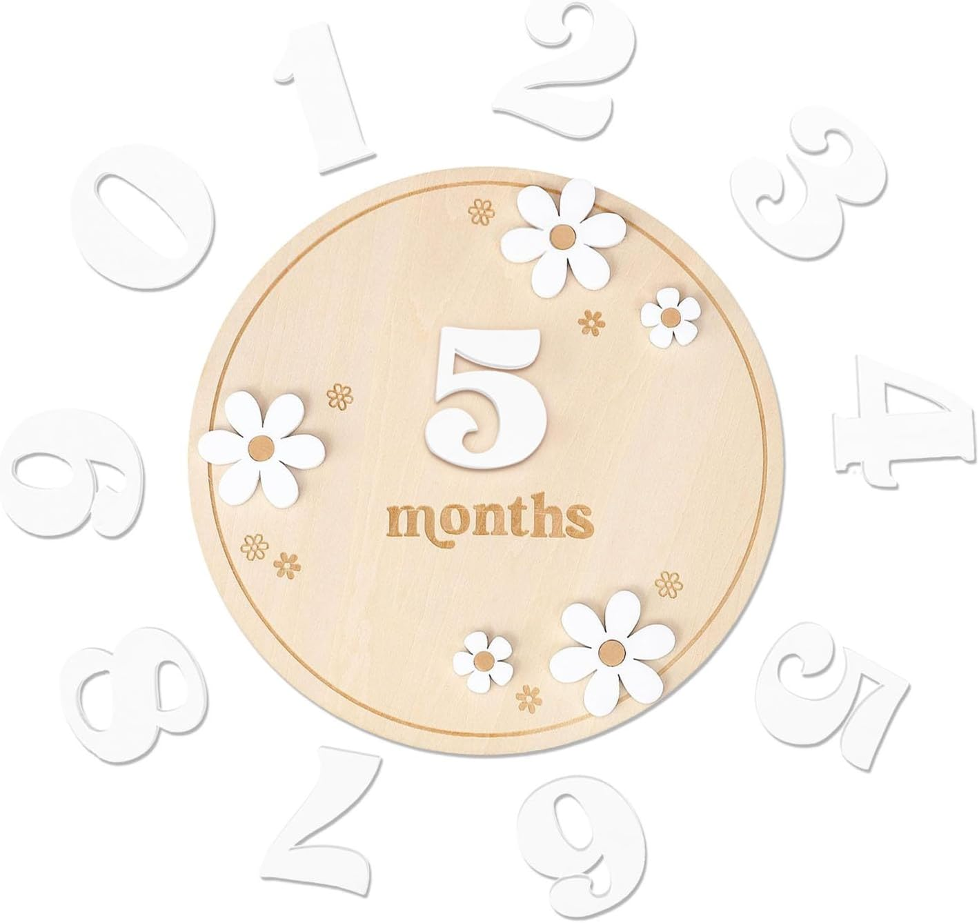 Baby Months Signs | Wood Monthly Board for Baby | Creative Wooden Memorial Blocks, Decorative Month Signs Board