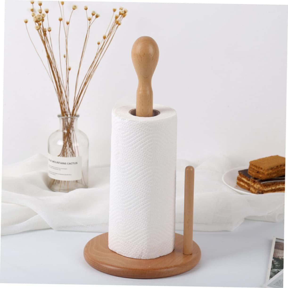 SHOWERORO Holder for Kitchen Bathroom Upright Tissue Stand Paper Roll Storage Shelf Household Supply for Countertop Use image number 5