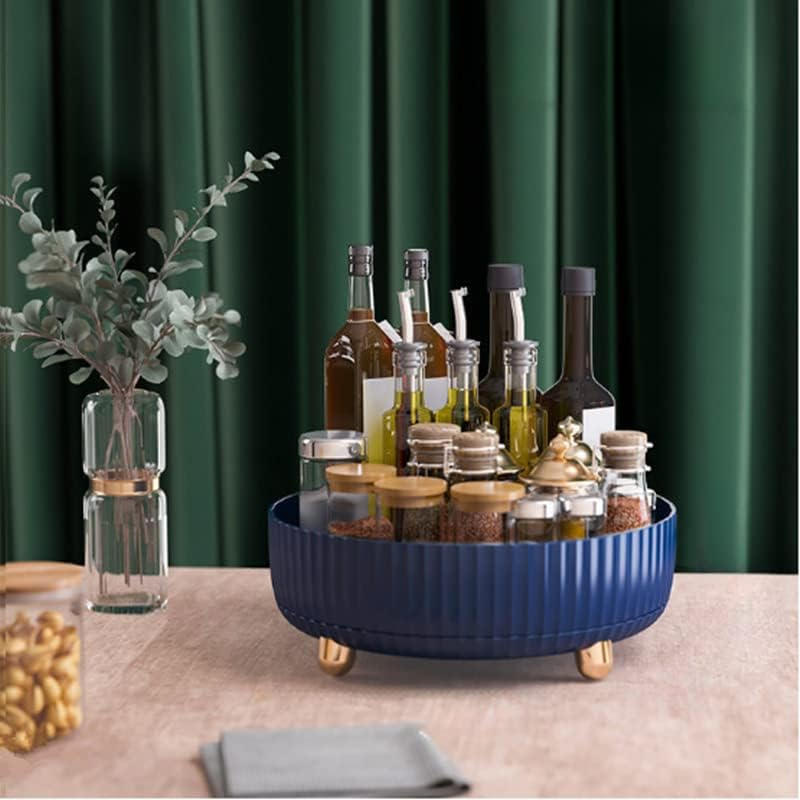 Makeup Perfume Organizer, 360&deg; Rotating Skincare Organizer, Vanity Tray, Spinning Cosmetics Organizer for Dresser, Vanity, Bathroom Countertop, Blue