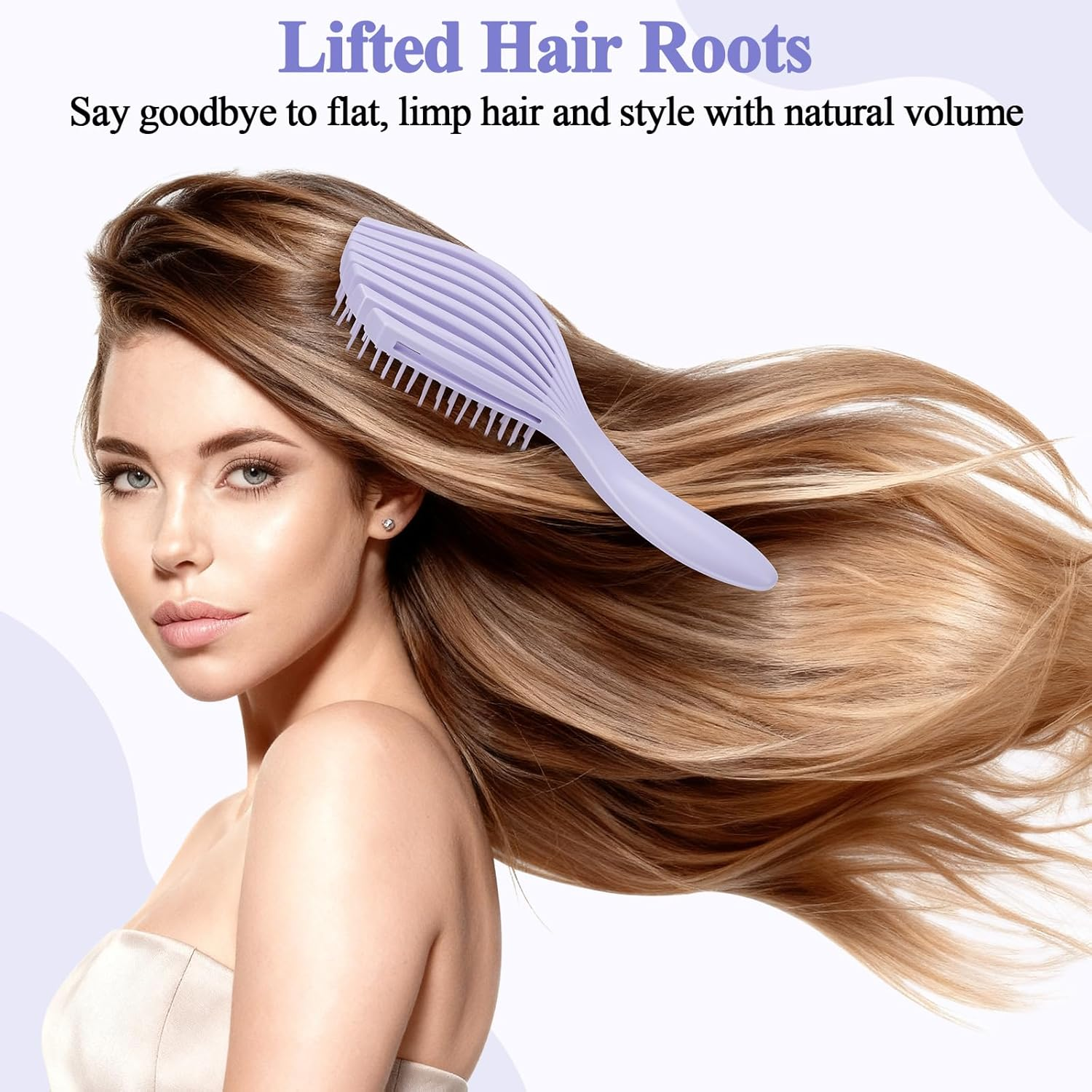 Euqvunn Flexible Purple Hair Brush, Purple Detangle Hair Brush for Wet & Dry Hair, Painless Knot Removal, Soft Rubber Teeth for Scalp Care, Volumizing for Thin/Fine Hair image number 2