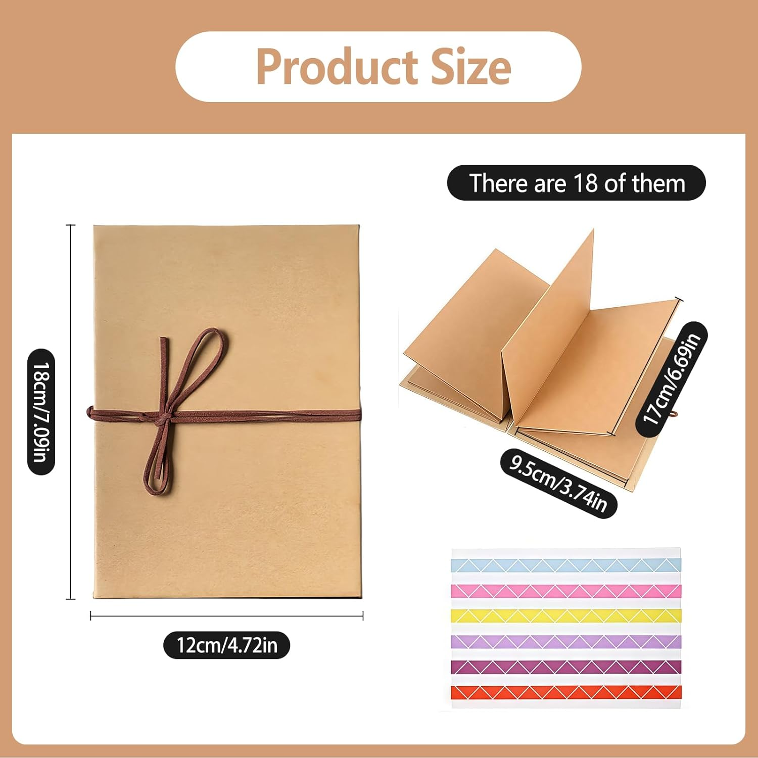 Blank Book for Gluing, 12 X 18 Cm Kraft Paper Hardcover Photo Albums, Small Photo Book for Gluing, Foldable Album, Photo Album for Birthday Gift, Graduation, Wedding, Graduation (34 Pages) image number 6