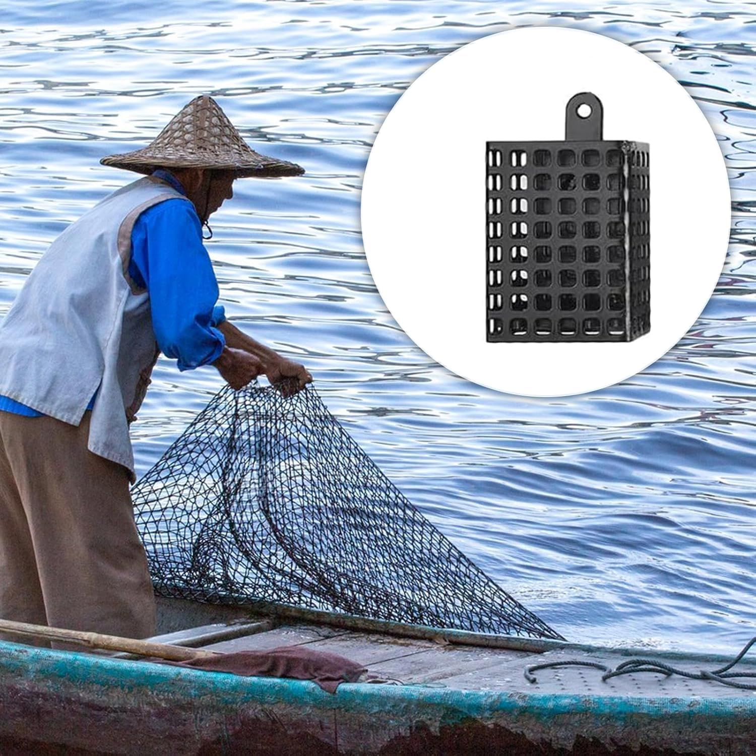 3 Pcs Iron Fishing Bait Cage, Fishing Trap Lure Cage Basket, Durable Square Feeder Holder Set, Fishing Gear Tackle Accessories for Carp and Freshwater Fish image number 3