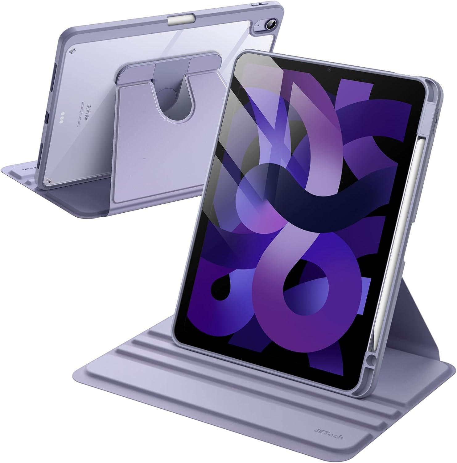 Jetech Rotating Case for Ipad Air 11-Inch M3/M2 (2025/2024), Ipad Air 5/4 (2022/2020 5Th/4Th Generation 10.9-Inch), 360 Degree Rotation Protective Stand Cover Clear Back, Auto Wake/Sleep (Purple) - Green image number 2
