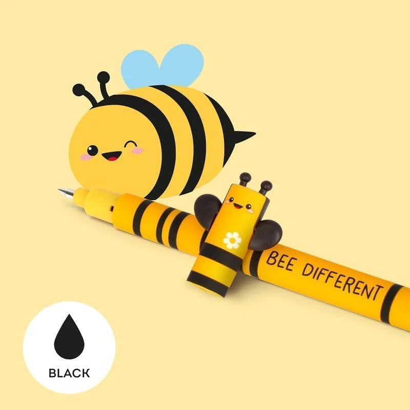 LEGAMI - Set of 2 Erasable Gel Pens with Thermosensitive Erase Ink, Range of Ink Colours & Barrel Designs, 0.7Mm Tip, Bee & Hippo image number 4